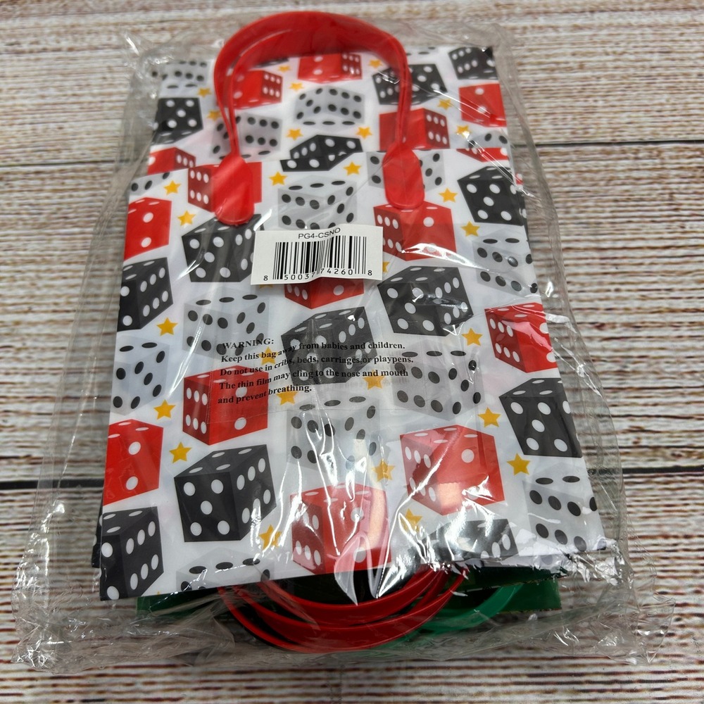 Paul & Lucy Casino Theme Plastic Gift Bags Dice Poker Chips Cards Pack of 21 NEW